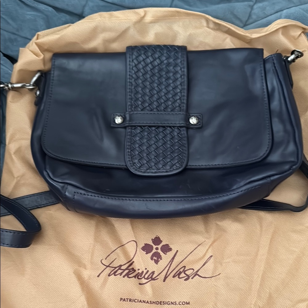 Patricia Nash Woven Accent Navy Crossbody Bag